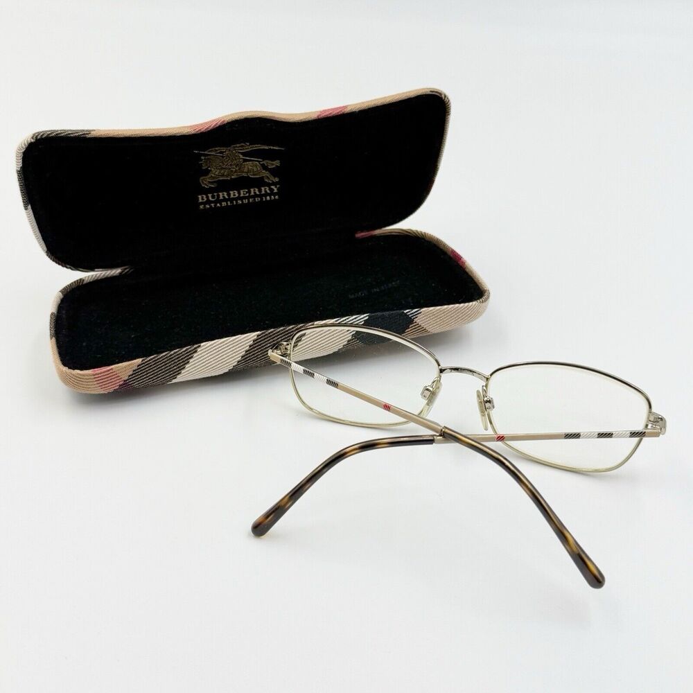 BURBERRY Eyeglasses B 1256 1145 135 Gunmetal Frames w/plaid design temples
